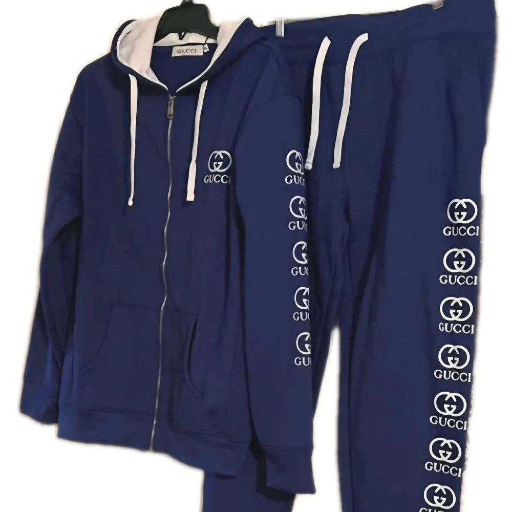 Gucci GG Supreme Logo Royal Blue Hoodie & Joggers Set Mens XXL (BOTH PIECES INCU - Picture 1 of 9